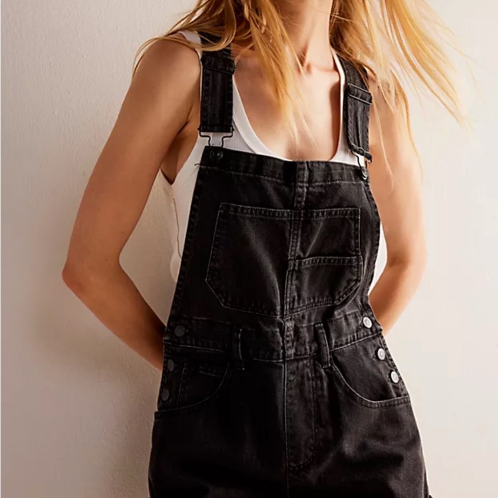 We The Free Black Denim Overalls